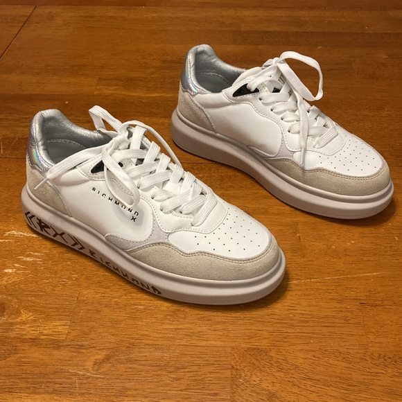 John Richmond Womens Size 38 White Tan Suede JRCH Richmond X RX Sneakers - Picture 3 of 10